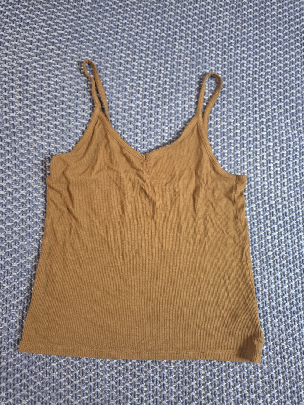 American Age Ribbed Spaghetti Strap Camisole - Camel Brown #0453